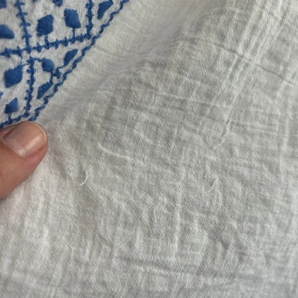 Free People White and Blue Embroidered Blouse - Picture 10 of 12